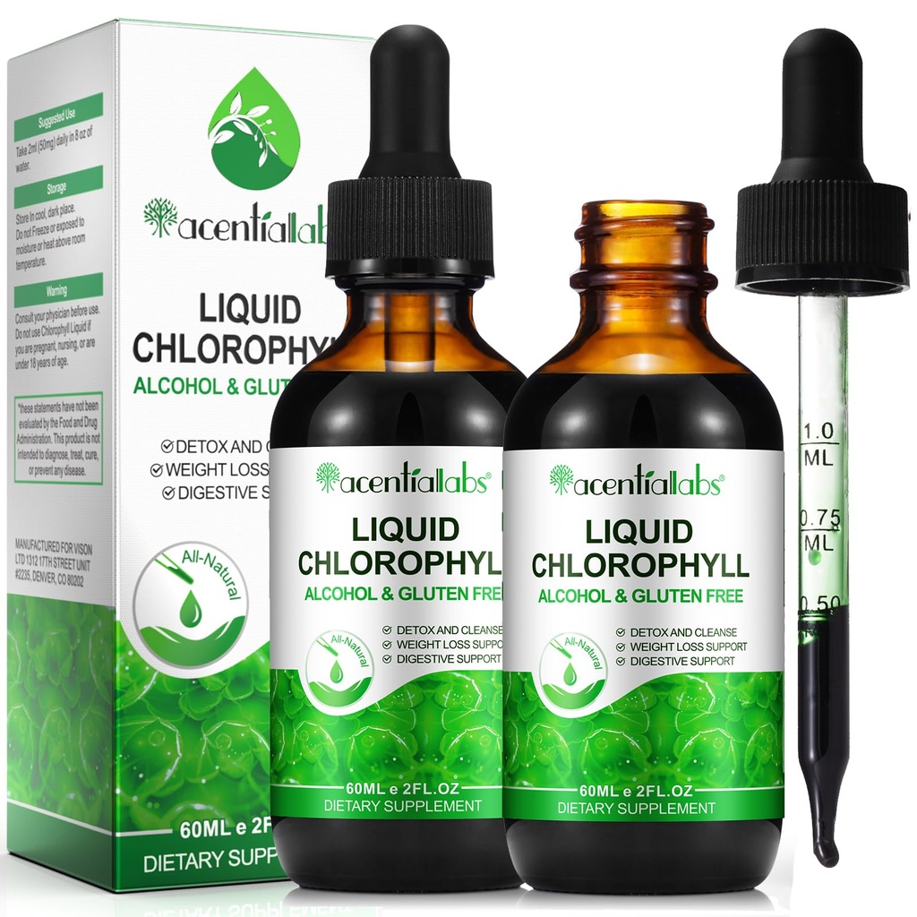 Chlorophyll Liquid Drops, Organic Liquid Chlorophyll Body Deodorizing, Supports for Odor Balance, Natural Body Freshness, Body Odor Control, Fresh Breath, 60ml 2Bottle.