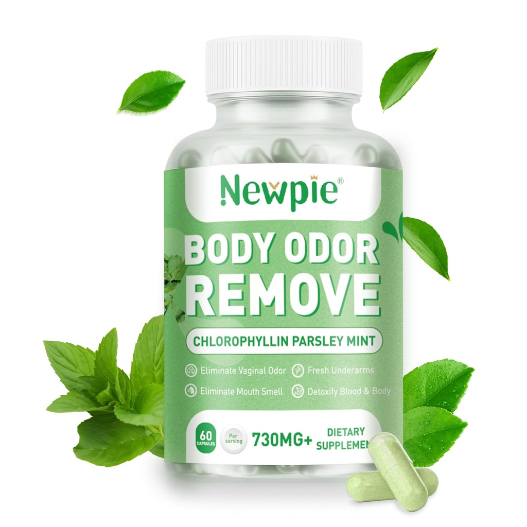 Chlorophyll Body Deodorizing Supplement Internal Odor Control Pills for Men & Women, Chlorophyll Capsules for Detox Skin, Breath, and Gut Health with Chlorophylls Complex Vitamins (1)