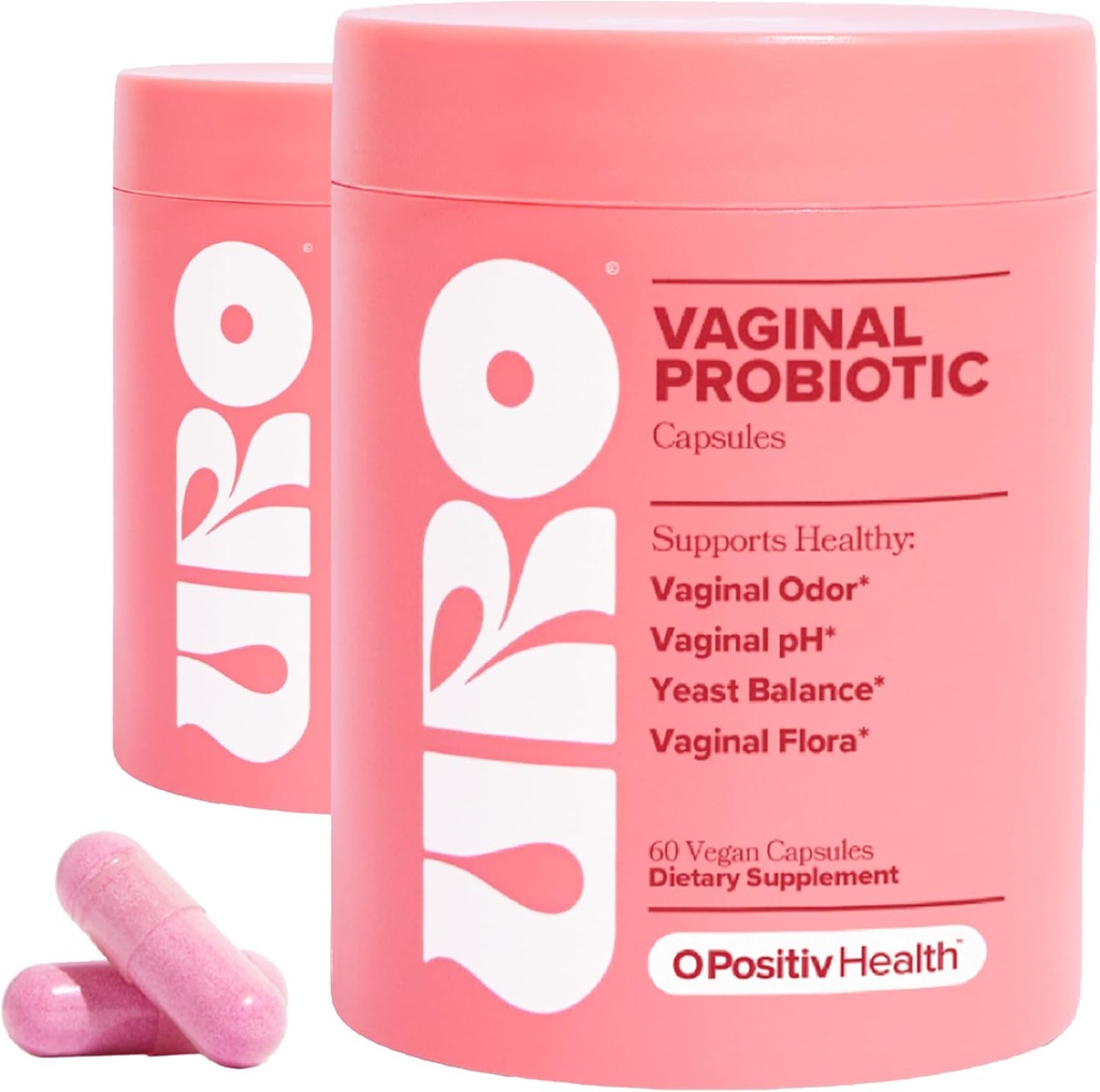 O Positive URO Vaginal Probiotika für Frauen pH Balance mit Präbiotika & Lactobacillus Probiotic Blend - Vaginal Health Supplement - Promote Healthy Vaginal Odor & Vaginal Flora, 60 Count (Pack mit 2)