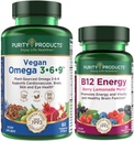 Reinheitsprodukte Bundle - Vegan Omega 3-6-9 + B-12 Energy Melt Omega 3-6-9 (“5 in 1” pflanzenbasierte Omega 3 6 9 Essential Fatty Acid Complex) - B12 Berry Melt (Methylcobalamin B12 + B6 + D3 + mehr)