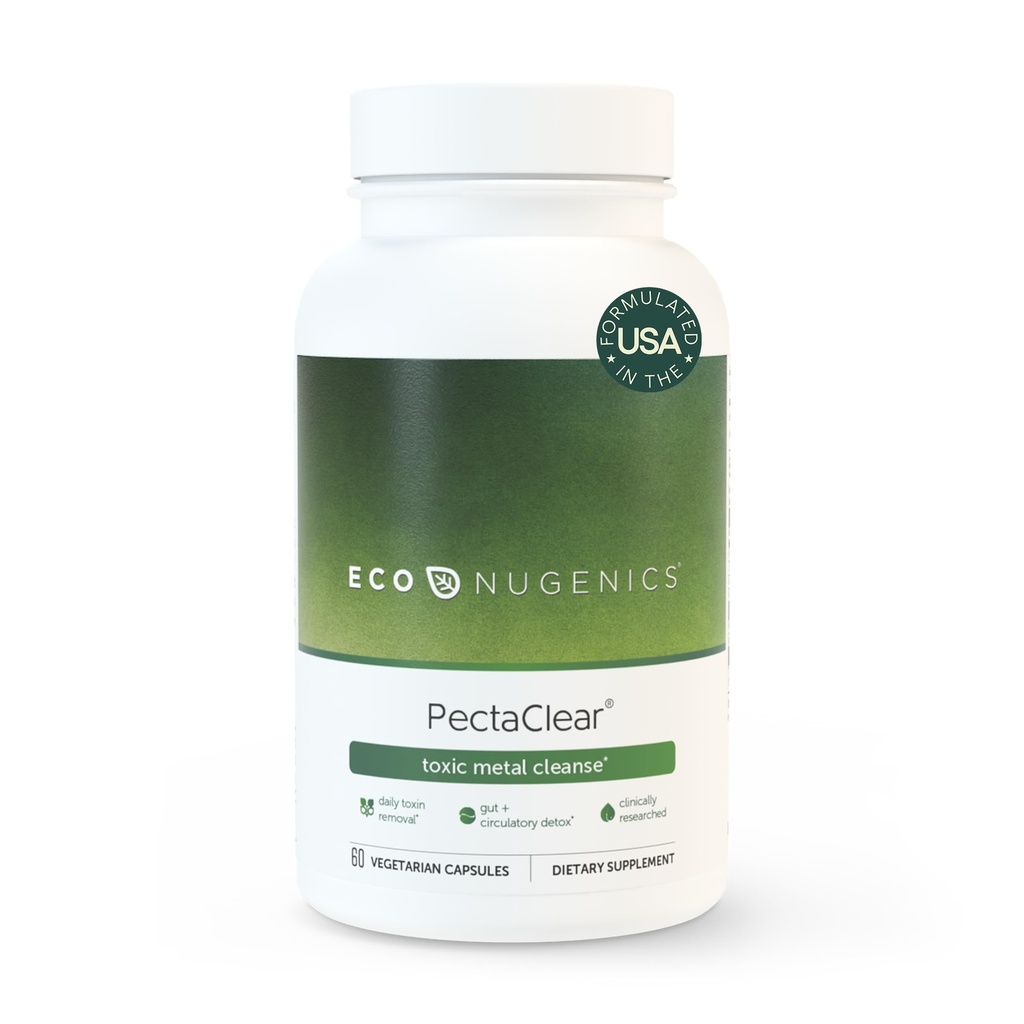 EcoNutgenics PectaClear Detox Supplement for Toxic Metal Cleanse – Elimine naturellement et en toute sécurité les toxines pour Gut, Foie et Rein Detox & Réparation – Aide avec l'énergie, le poids, le bilan hormonal – 60 Capsules
