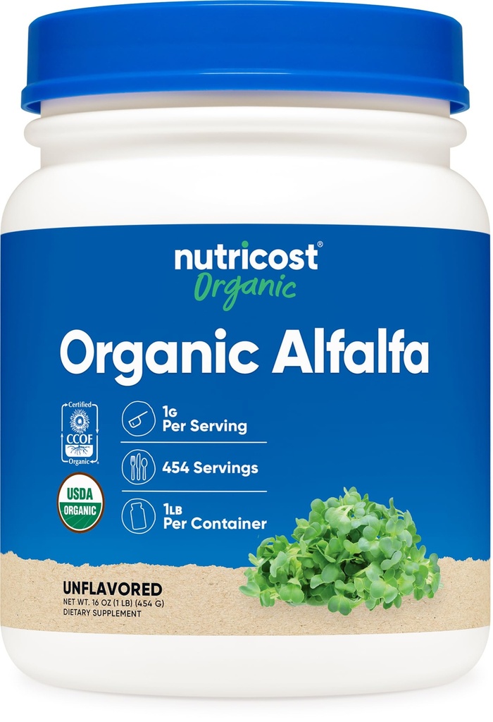 Nutricost Organic Alfalfa Powder 1LB - USDA Certified 100% Organic, Vegetarisch, Non-GMO, Glutenfrei