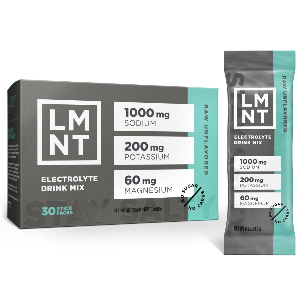 LMNT Zero Sugar Electrolytes - Unflavored Salt | Drink Mix | 30-Count
