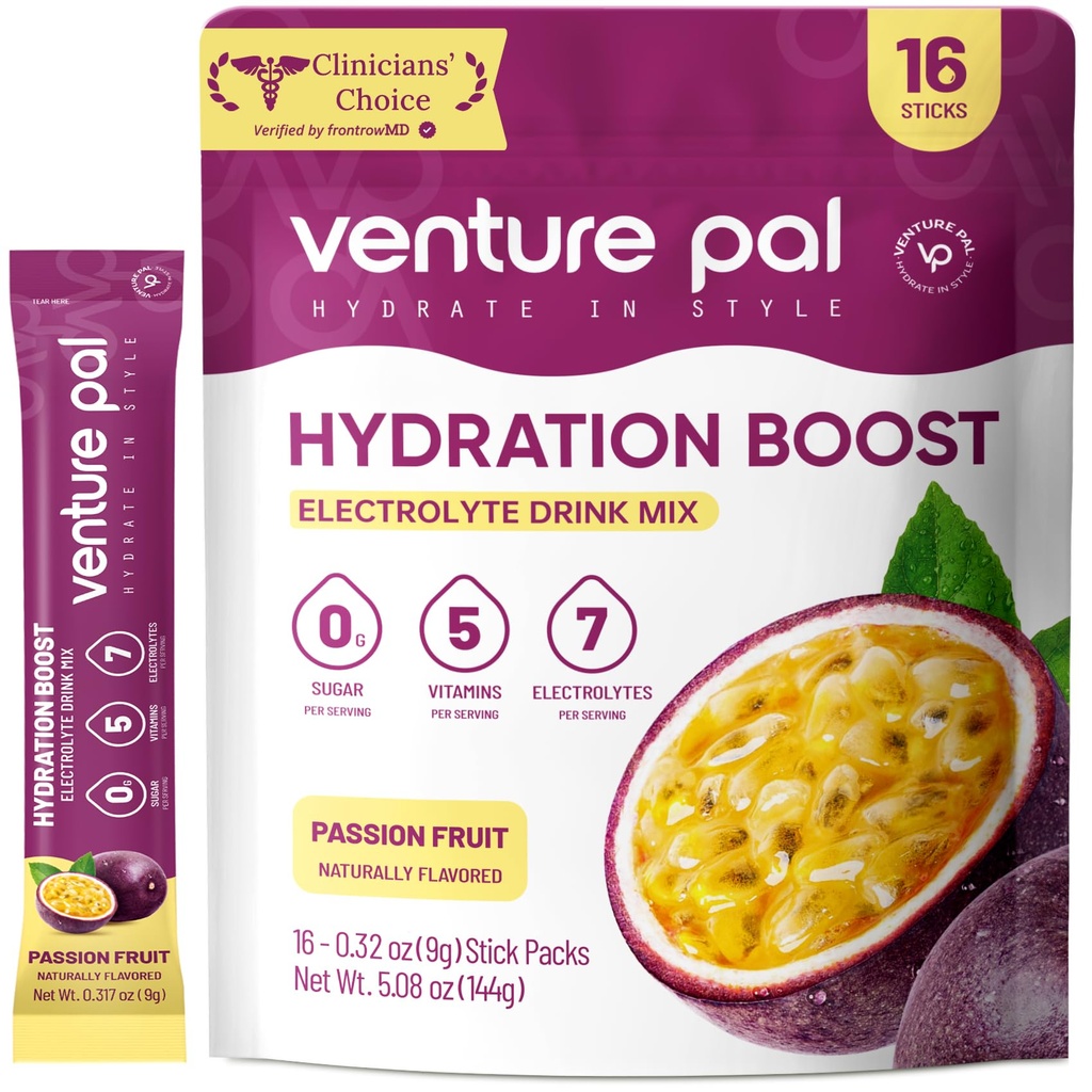 Venture Pal Powder Packets sans électrolyte de sucre - Liquid Daily IV Drink Mix pour l'hydratation rapide et la récupération des parties