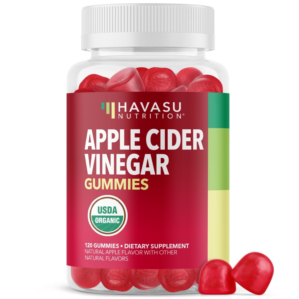 Apple Cider Vinegar Gummies - Organic ACV Vitamins for Digestive Health, Metabolism & Gut Support - 120 Count - Vegan, Non-GMO, Gluten-Free - Delicious Flavor & No Harsh Taste - 2 Month Supply