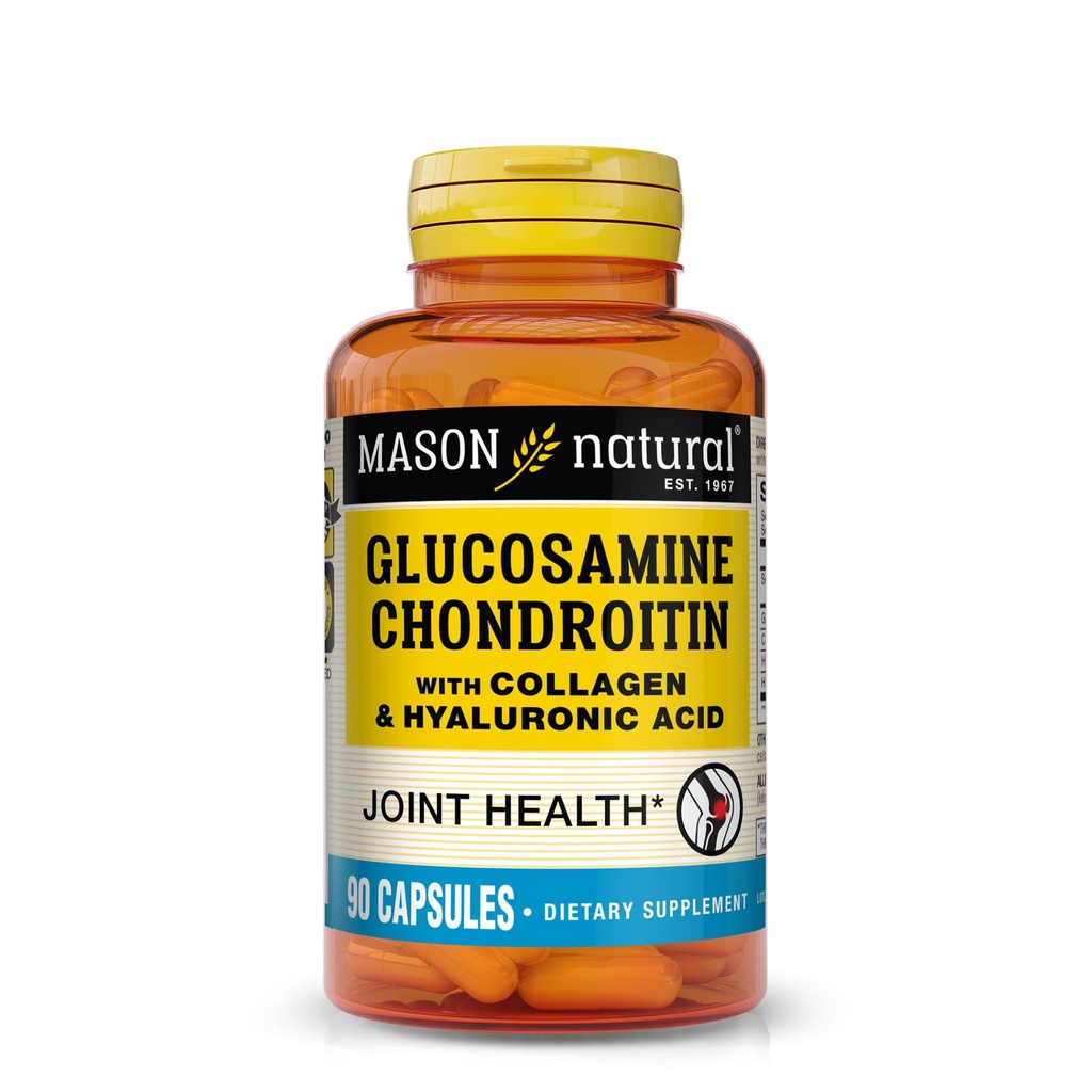MASON NATURAL Glucosamin Chondroitin mit Collagen & Hyaluronsäure, 45-Tage-Versorgungskapseln für normale Gelenke, Mobilität, Flexibilität und Aging-Unterstützung, 90 Kapseln