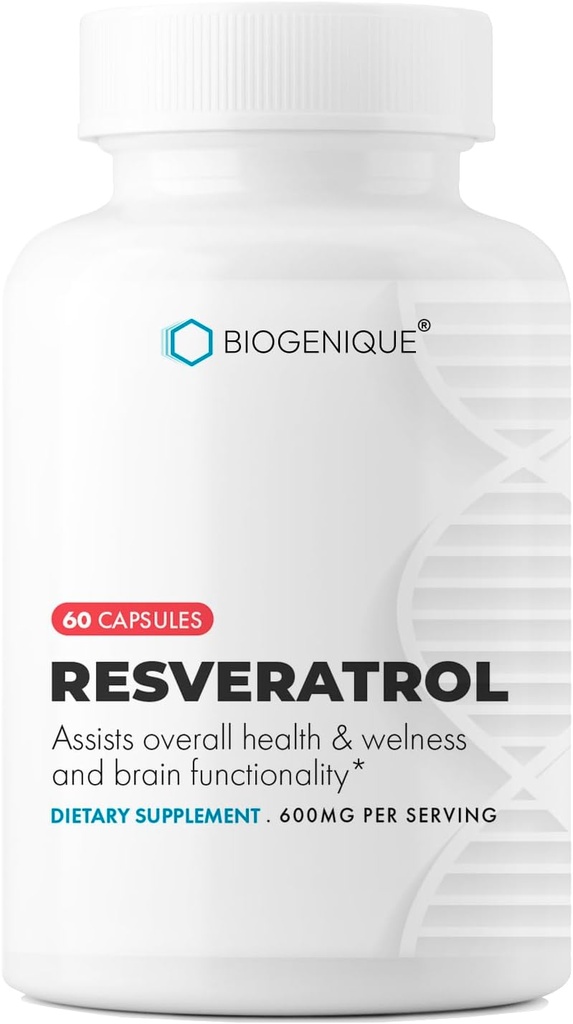 Resveratrol 600mg Potent Antioxidantien & Trans-Resveratrol aus Polygonum Root Extract, fördert Anti-Aging & Cardiovascular Support, 60 Kapseln - Made in USA - Vegan, Non-GMO, Gluten Free