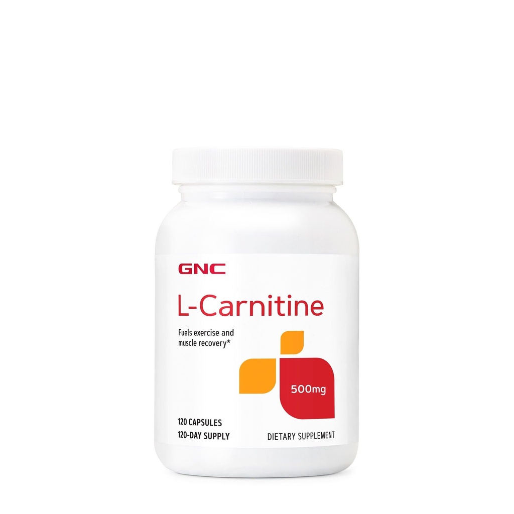 GNC L Carnitine Supplément 500mg, soutient la récupération musculaire, 120 portions
