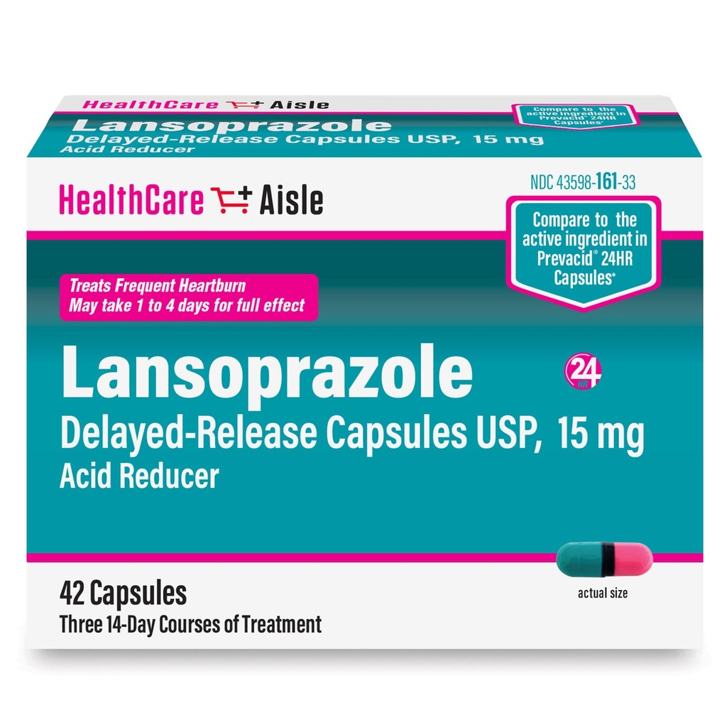 HealthCareAisle Lansoprazole 15 mg - 42 Delayed-Release Kapseln - Säure Reducer, Bäume Häufige Sodbrennen