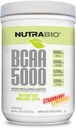 NutraBio BCAA 5000 Poudre - Acides aminés à chaîne ramifiée fermentée pour la croissance et la récupération musculaires - Saveurs naturelles, édulcorants et colorants, végétaliens, sans gluten - Cimonade de fraise, 60 portions