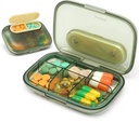 Toplive 6 Kompartimente kleine Pille Fall Reisen Pille Organizer Pocket Medication Reisekoffer Portable kleine Pille Container mit Magnet Light-Proof Mini Pill Box, Grün
