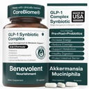 Benevolent Glp-1 Support | 5-in-1 Synbiotic with Akkermansia, MetSyn®, Chromax® & Liposomal Berberine | Natural GLP 1 Probiotics Supplement for Weight Management & Metabolic Balance, 60 Ct