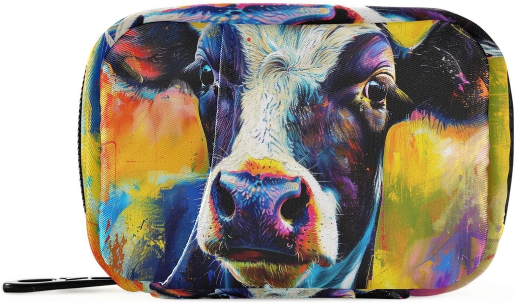Pill Box Fun Cow 7 Day Pill Case Travel Pill Organizer Bag with Zipper Portable Weekly Vitamine Medicine Supporter Pouch Bag