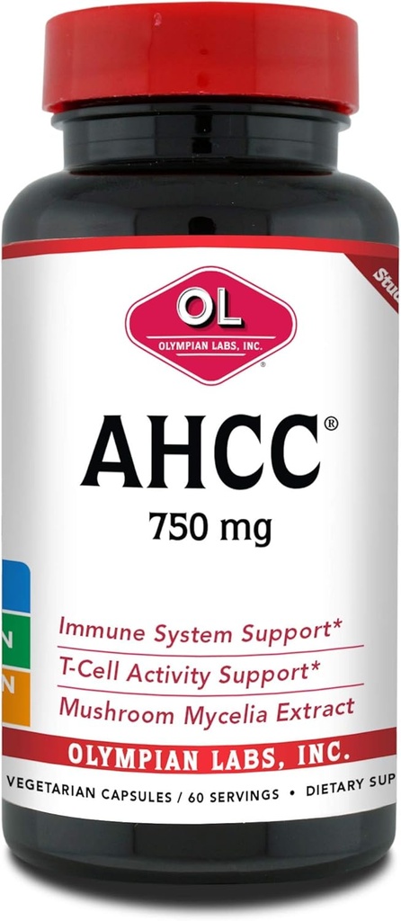 Olympian Labs Premium AHCC Supplement–750mg AHCC pro Kapsel–Unterstützt Immune Gesundheit, Leberfunktion und natürliche Killer-Zellaktivität- 60 Caps