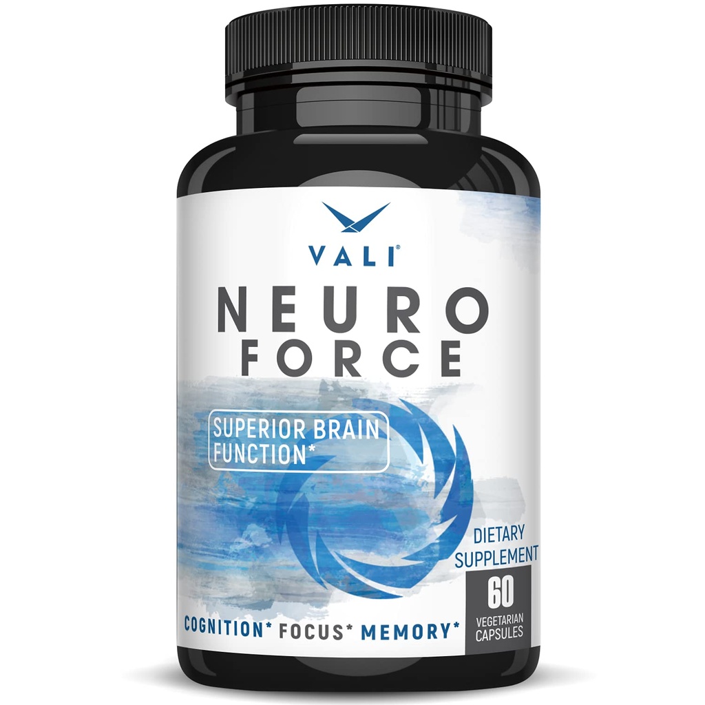 VALI Neuro Force Cerveau Booster Supplément pour Focus, Mémoire, Clarté et Énergie. Extra Strength Nootropic Cognitive Function Support for Mental Performance. avec Caféine Naturelle. 60 Capsules de Véggie