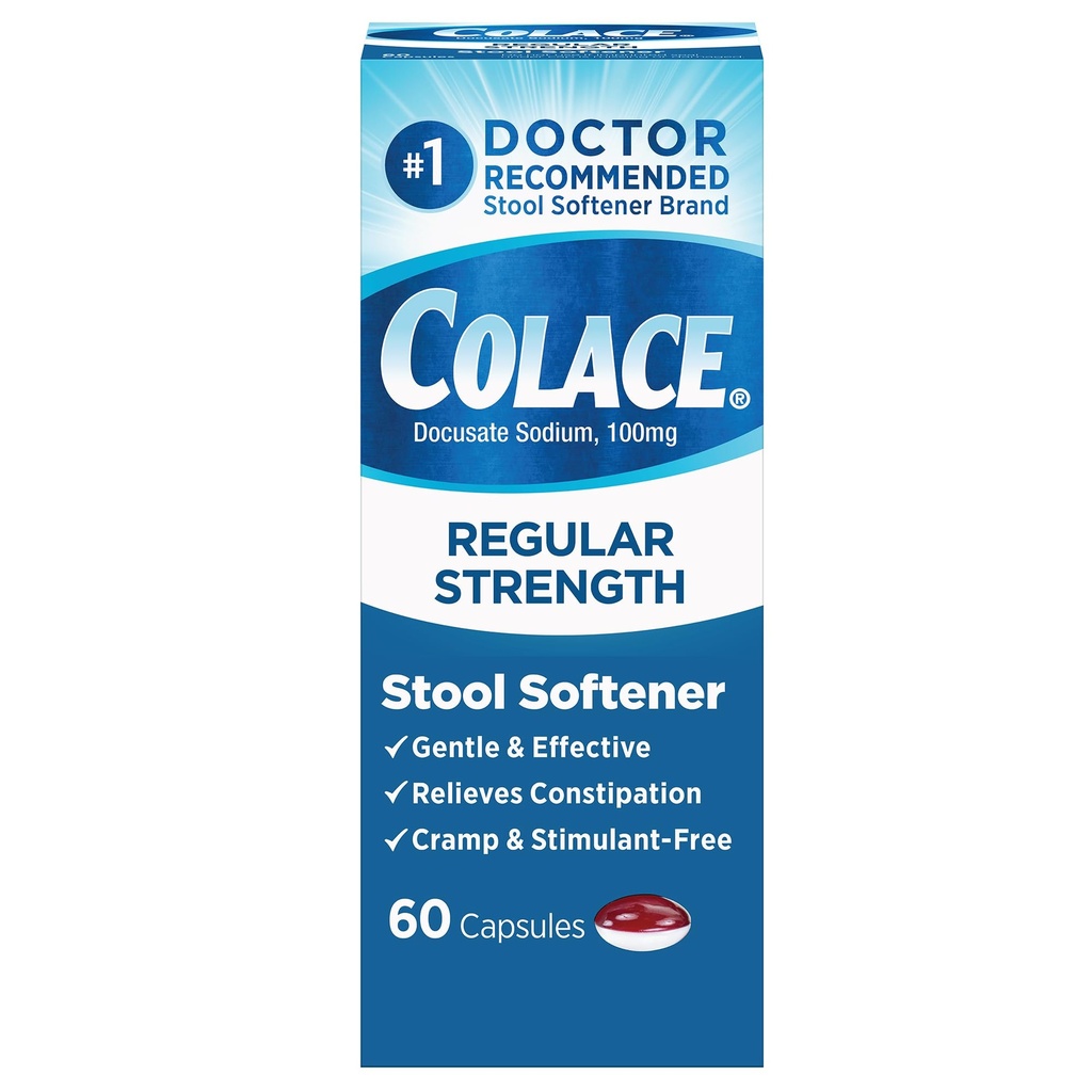 Dulcolax Fast Relief Bisacodyl 10mg 28 Count Medicated Laxative Suppositories and Colace 100mg 60 Count Stool Softener Capsules Constipation Relief