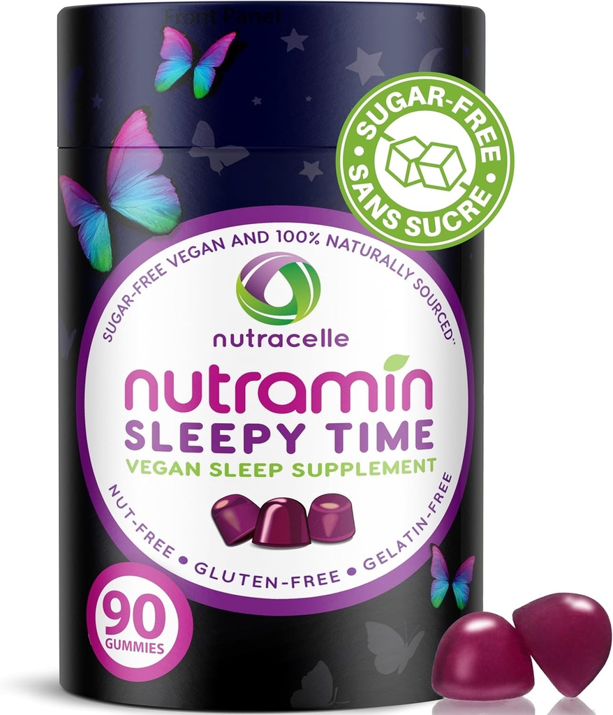Nutramin Sleepy Time Gummy: Die Vegan, Sugar-Free, Natural Melatonin 5mg für längeren tieferen Schlaf - keine Next-Day Grogginess, Non-Habit Forming Delicious & Drug-Free Allergy-Safe Kräuter Schlaf Gummis