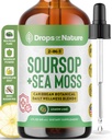 Sourop avec supplément liquide de mousse de mer – Gel plus concentré que le gel de mousse de mer – Mélanger facilement avec des boissons – Boutons de mousse de sourcils gouttes liquides pour l'hydratation et le soutien immunitaire (Lemon Lime, 60mL)