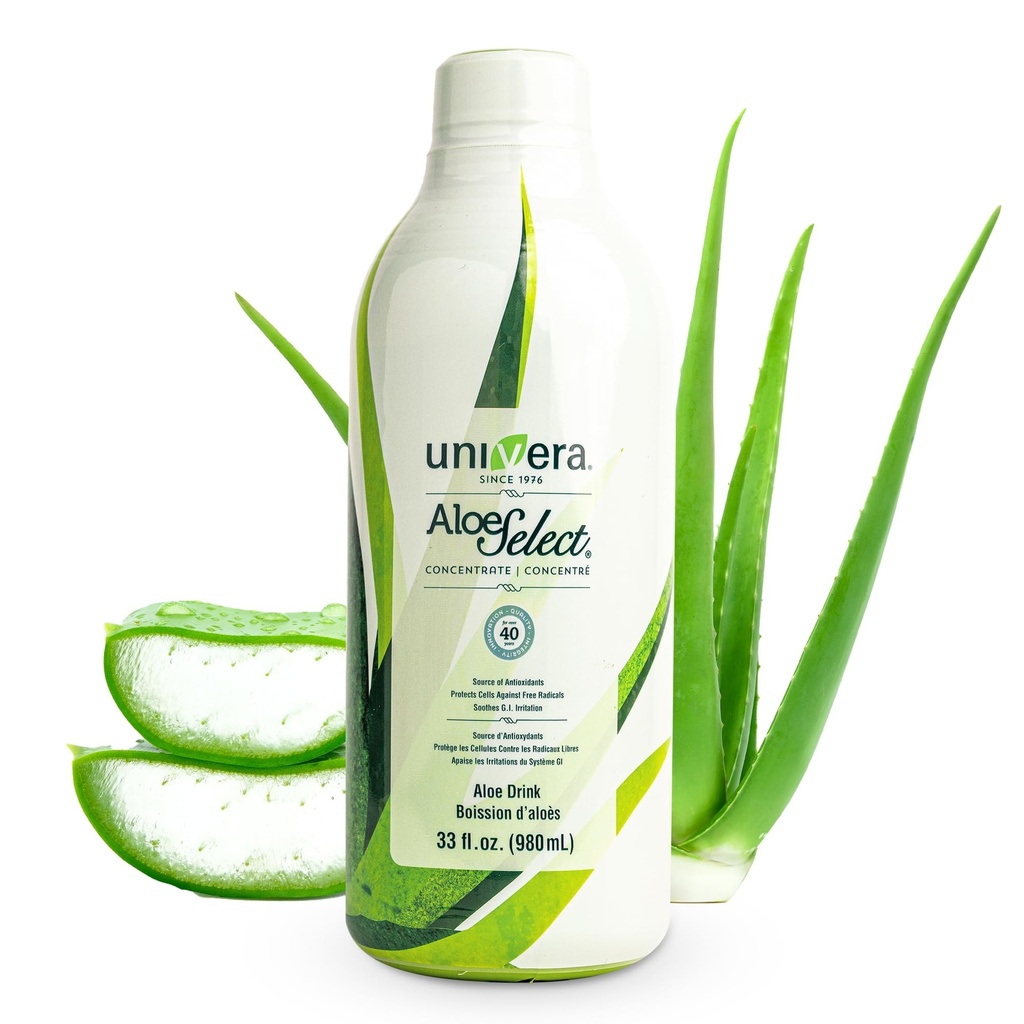 Univera Aloe Vera Juice, Preminum Organic Aloe Vera, 10% Polysaccharid Retention, Verdauungsenzyme für Gut Health, Immununterstützung & Gut Health, Aloe Flavor - 30 Tage Versorgung (33 fl oz)