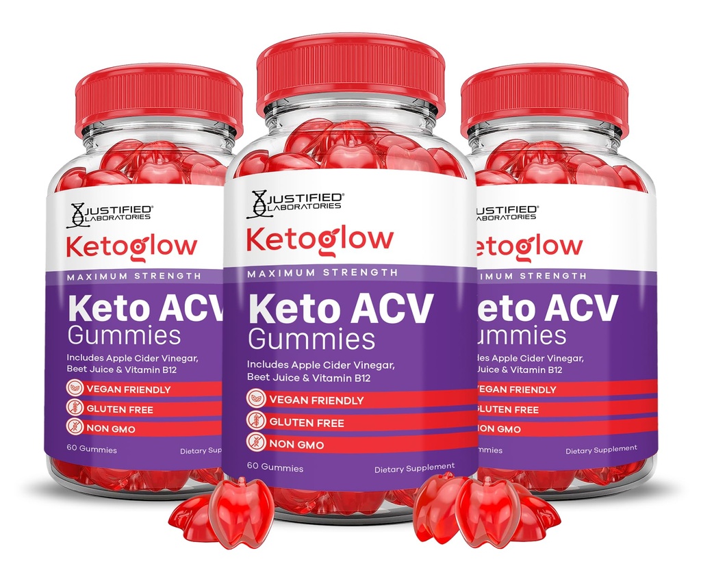 (3 Pack) Keto Glow Keto ACV Gummies Advanced Formula 1000MG Ketoglow Keto Gummies Apple Cider Vinegar Formulated with Pomegranate Beet Juice Powder B12 Vegan Non GMO 180 Gummys
