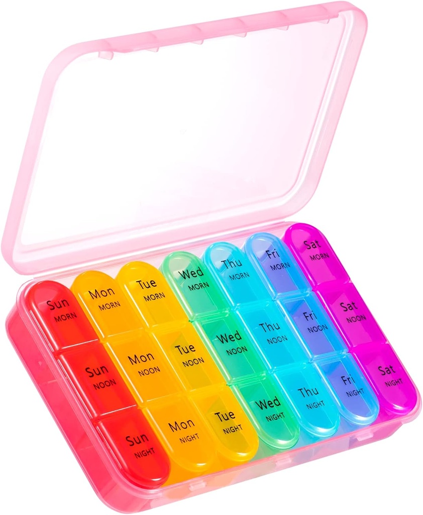 ASprink Pill Organizer 3 Mal am Tag - Wöchentlich / Tägliche Pille Box 7 Tage Medizin Organizer, Große Pille Fall Pille Box 3 Mal am Tag, Reise Pille Organizer, Vitamine zu halten, Medizin