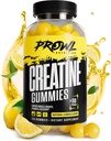 Gommies monohydratées de créatine - Gommies de créatine pour hommes et femmes - Croissance musculaire, force et rétablissement - Vegan, non-OGM, et sans gluten - Saveur naturelle de citron - (30 portions, 120 comtes)