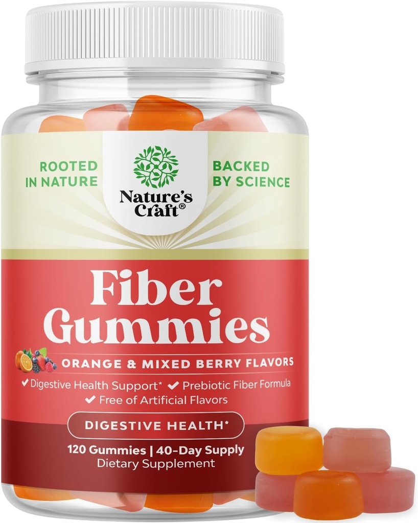 Tasty Prebiotic Fiber Gummis für Erwachsene - High Fiber Supplement Gummis Vitamine für Erwachsene mit Prebiotic Soluble Chicory Root für Immunität und Verdauungsunterstützung - Non GMO Vegan Halal 120 count