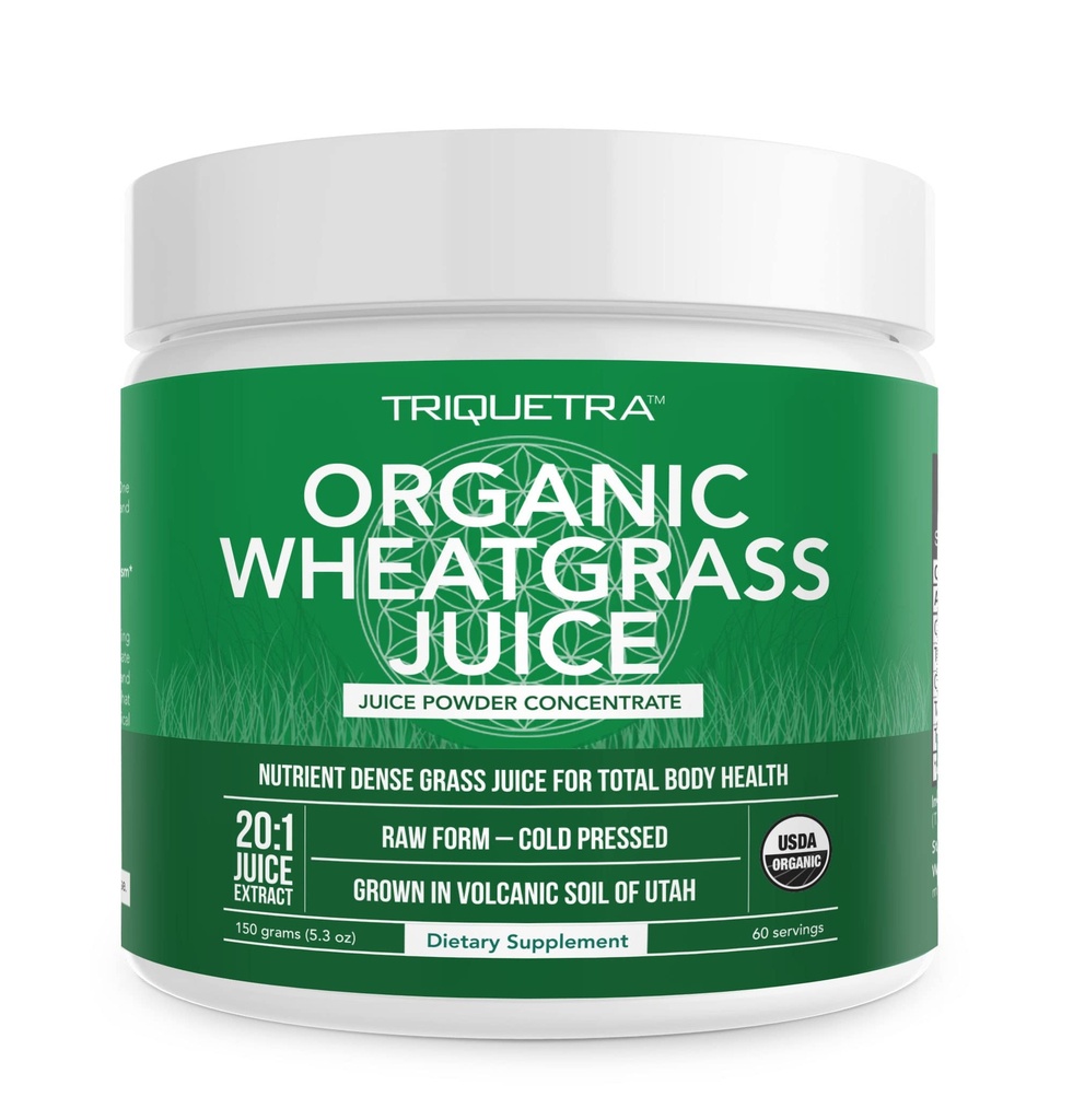 Organic Wheatgrass Juice Powder - Organisch, in vulkanischer Soil von Utah - Raw BioActive Form, kalt-gepresst dann CO2 getrocknet, 20:1 Konzentratsaftextrakt - Unflavored (5.3 oz – 60 Servierungen)