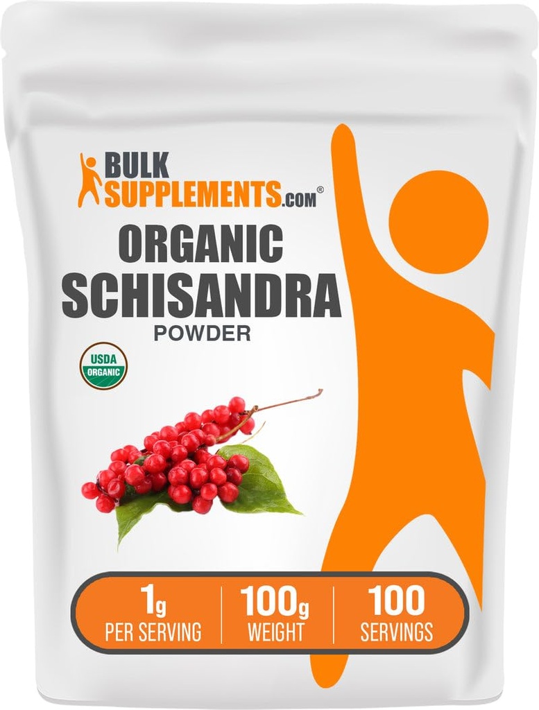BulkSupplements.com Organic Schisandra Powder - Organic Schisandra Supplement, from Schisandra Berry - Gluten Free - 1g per Serving, 100g (3.5 oz) (Pack of 1)