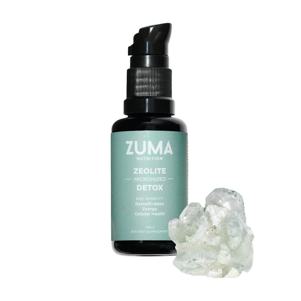 Zuma Nutrition Zeolite Micronized Liquid Tonic, Vegan Formula with Volcanic and Ocean Minerals for Gut Health Support, Plant Based Herbal Supplement for Men and Women, Daily Wellness, 30 ML Bottle