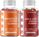Magnésium Vitamatique et Gommies de vinaigre de cidre de pomme - 60 Vegan compte chaque