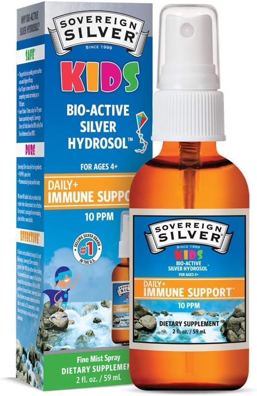 Souveräne Silber Kinder Immununterstützung, Kolloid Silber, Bio-Aktiv Silber Hydrosol,10 ppm, Fine Mist Spray, 2 Fl Oz