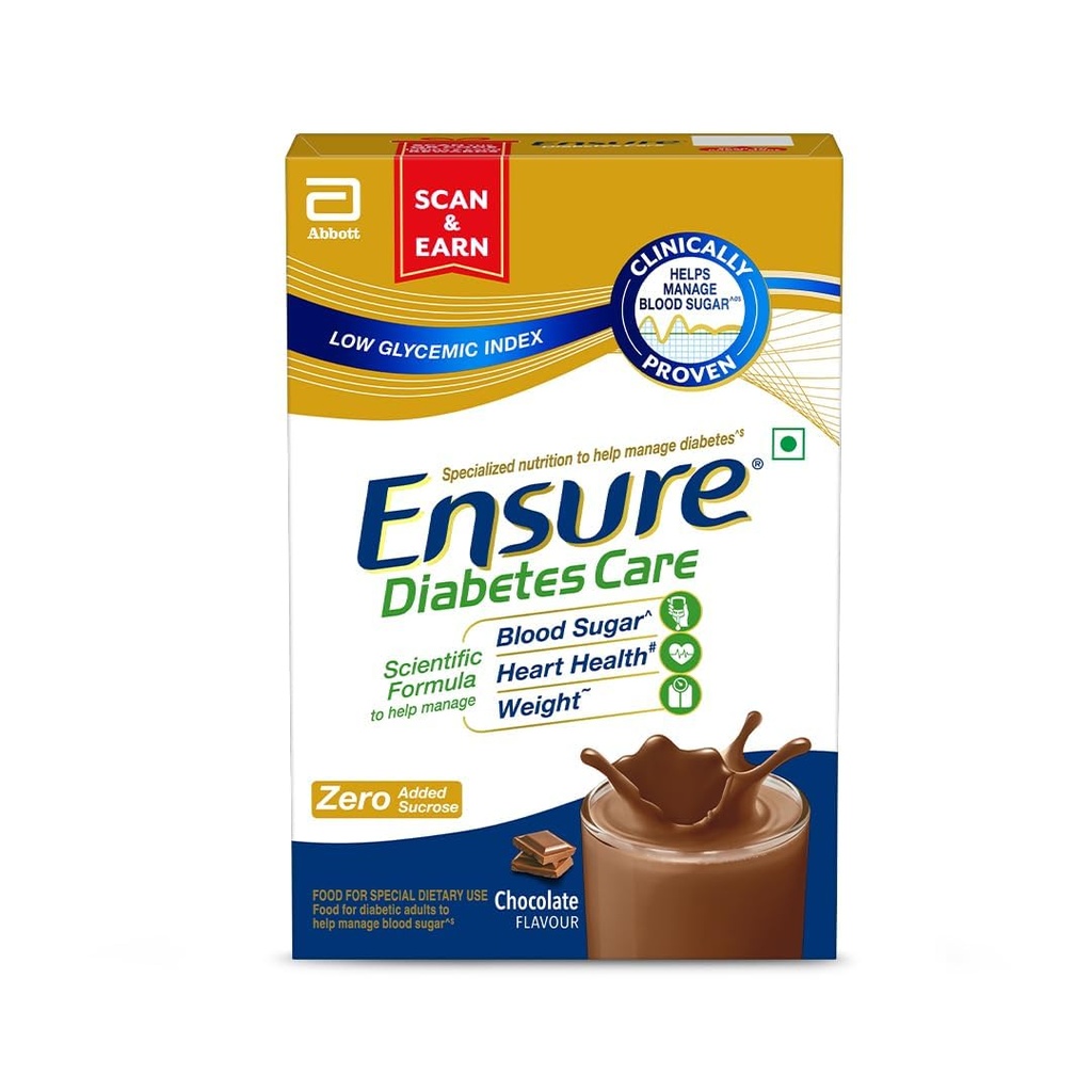 Ensure Diabetes Care Chocolate Flavored Nutrition Drink Mix for Blood Sugar Control, 400g Box, Pack of 2
