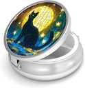 Pille Box-3 Compartment Small Pill Case für Geldbeutel &amp; Tasche Mini Metall Pillenhalter Reisen Pillen Container Nahrungsergänzungsmittel Vitamine BPA-frei (Mond Katze)