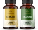 HERBAMA Red Sage und Rhodiola Kit - Bundle von 1200 mg Red Sage Dan Shen & 1000 mg Rhodiola Rosea Capsules - Vegan, Non-GMO, Sugar & Gelatin-Free - 2 Pack