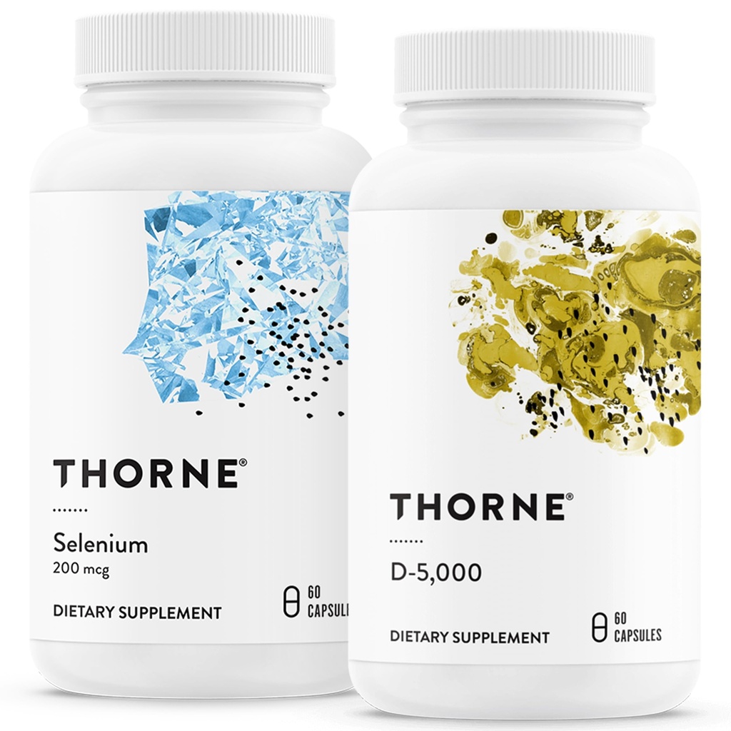 THORNE - Antioxidans & Wellness Bundle - Selen & Vitamin D-5000 - Unterstützt Schilddrüsengesundheit & Immunfunktion - 60 Portionen