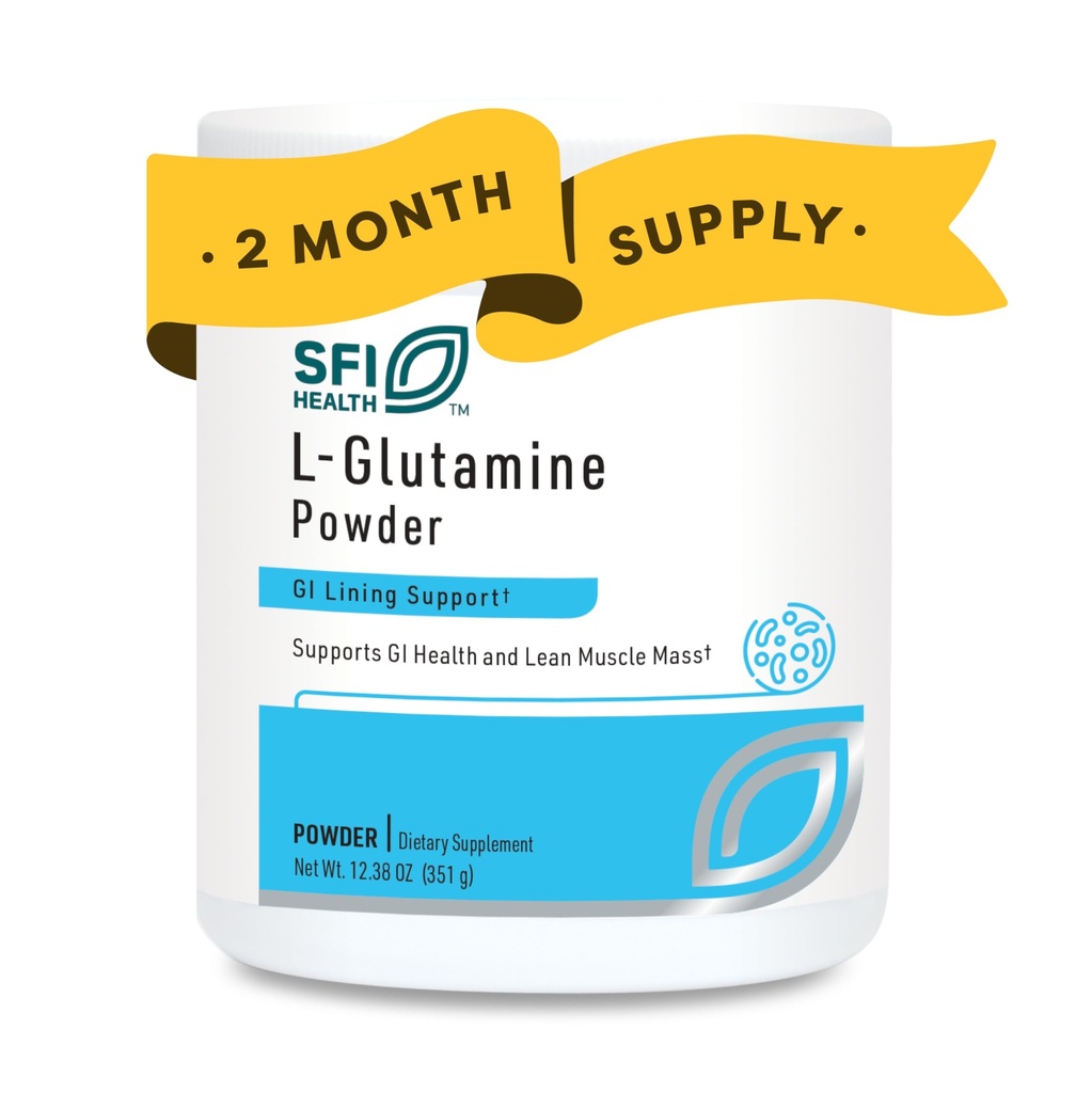 Klaire Labs SFI Health L Poudre de glutamine - 5000mg Acide amino de forme libre et hypoallergénique - soutient la récupération musculaire, le soutien immunitaire et la santé de l'IG - Sans lait et sans gluten (351 G / 60 portions)