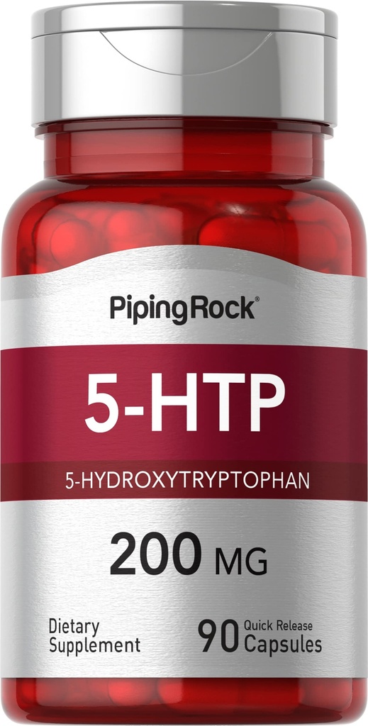 Piping Rock 5-HTP Ergänzung | 200mg | 90 Kapseln | 5-Hydroxytryptophan | Griffonia Simplicifolia Extrakt | Non-GMO, Glutenfrei