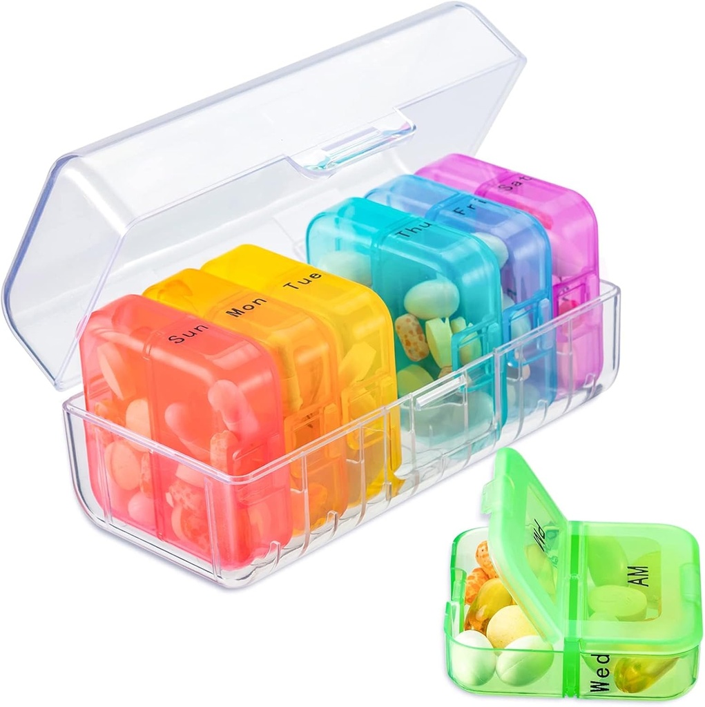 Zoksi Pill Organizer 2 Mal pro Tag, wöchentlich 7 Tage Pille Box, Täglich Am Pm Pill Organizer, Reise Pille Fall für Medizin, Fischöle, Vitamin, Supplement
