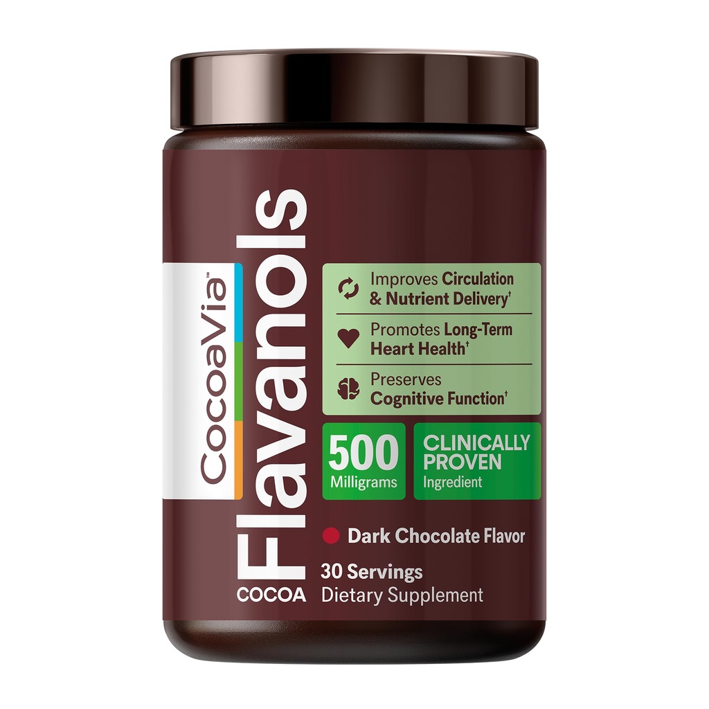 CocoaVia Cardio-Gesundheit Kakaopulver, 30 Servierungen, 500mg Kakao Flavanols, Unterstützung Herz Gesundheit, Boost Nitric Oxide, Verbesserung Zirkulation, Energie, Vorarbeiten, Vegan, Dunkle Schokolade Cacao
