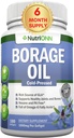 Borage Oil - 1000 mg - 180 Softgels - Kalt gepresstes High GLA Borage Seed Oil - Hexane und PA Free - Toll für Haut, Haar und Knochen.