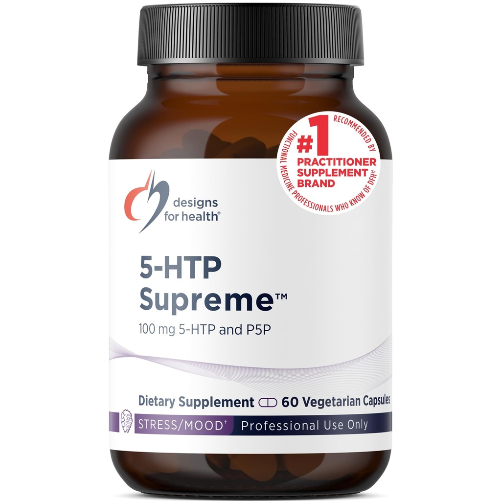 Designs für Gesundheit 5-HTP 100mg mit Vitamin B6 (P-5-P) - 5-HTP Supreme 100 mg Supplement - Serotonin Precursors zur Unterstützung einer gesunden Stimmung + Appetit (60 Kapseln)