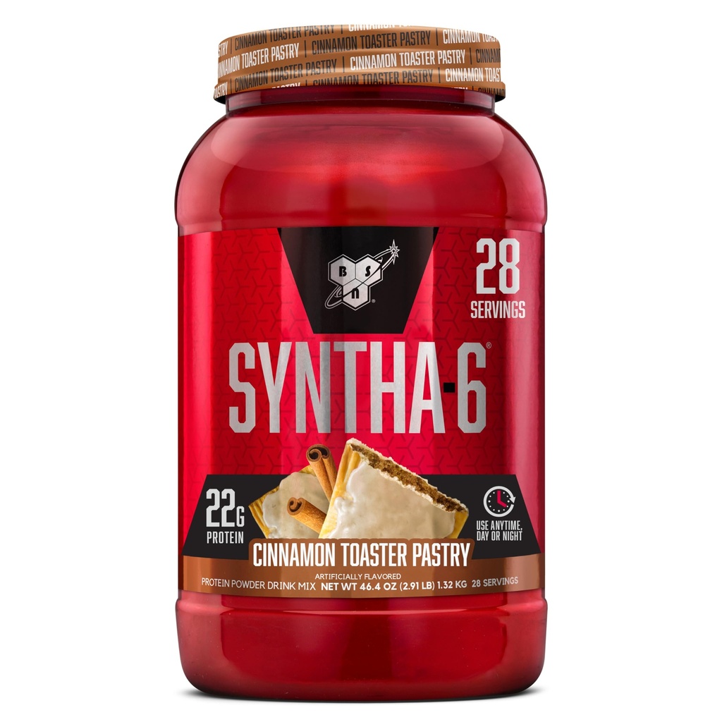 BSN SYNTHA-6 Premium Protein Pulver mit 6g Faser, Whey Protein, Micellar Casein, Milk Protein Isolate Blend, 5g Fett, Cinnamon Toaster Pastry, 28 Servierungen (Packaging May Vary)