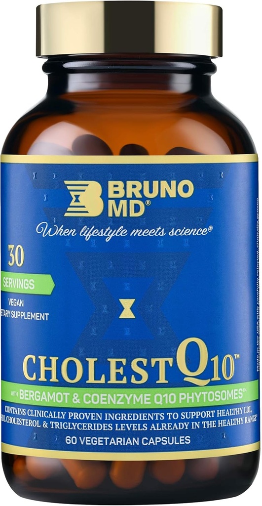 CholestQ10 Supplement, unterstützt HDL Cholesterol & Triglycerid Levels bereits im normalen Bereich, mit Curcumin, Clinical Proven Ingredients, Natural Cynara Cardunculus, 60 Kapseln