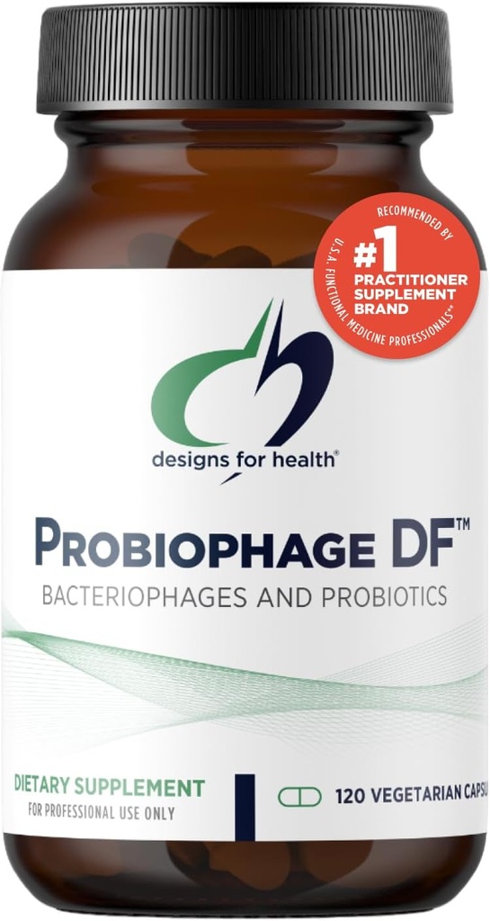 Designs for Health Probiophage DF - Bakteriophage Prebiotic + Probiotic Supplement - Probiotics for Digestion + Immune Support - Dairy Free Pre and Pro Biotics in Delayed Release Capsules (120 Count)