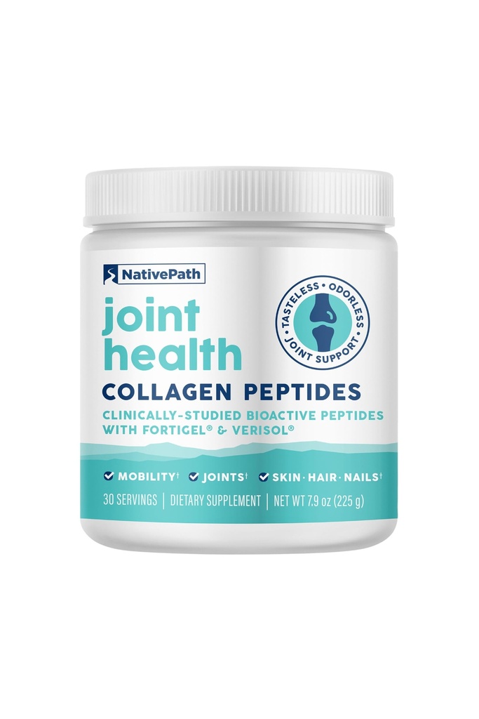 NativePath Formule avancée de santé conjointe, Peptides de type 1 et 3 avec Fortigel & Verisol, Collagène non aromatisé à l'herbe pour les femmes et les hommes, 30 portions