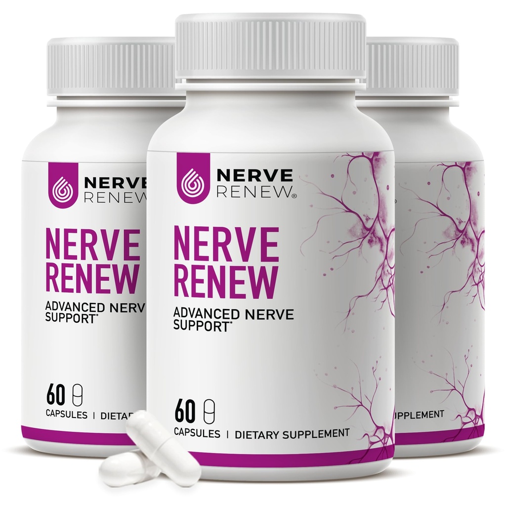 NERVE RENEW Advanced Nerve Support - 300mg Stabilisierte R-Alpha-Liposäure, Vitamin B-Komplex, Benfotiamin, Kräuter für schnelle Unterstützung