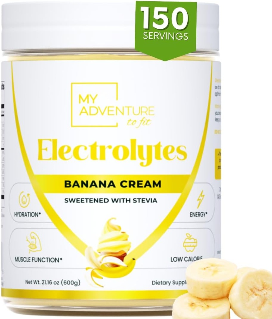 Zero Sugar - Banana Cream Elektrolyte Pulver - Refreshing Hydration - Koffeinfreie Energie mit allen natürlichen Inhaltsstoffen - Vegan Keto & Paleo - Sugar Free Electrolytes Powder Drink Mix - 150 Portionen