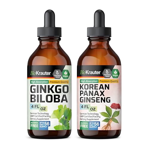 BIO KRAUTER Ginkgo Biloba Teinture 4 Fl. Oz. & Ginseng Teinture 4 Fl. Oz.