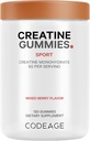 Supplément de la créatine monohydratée - 5000 mg de créatine - AstraGin Panax & Astralagus - Gummy sportif - Saveur de baie mixte - Vitamines en forme de cloche - Végétaux - Non-OGM - 120 Gummies